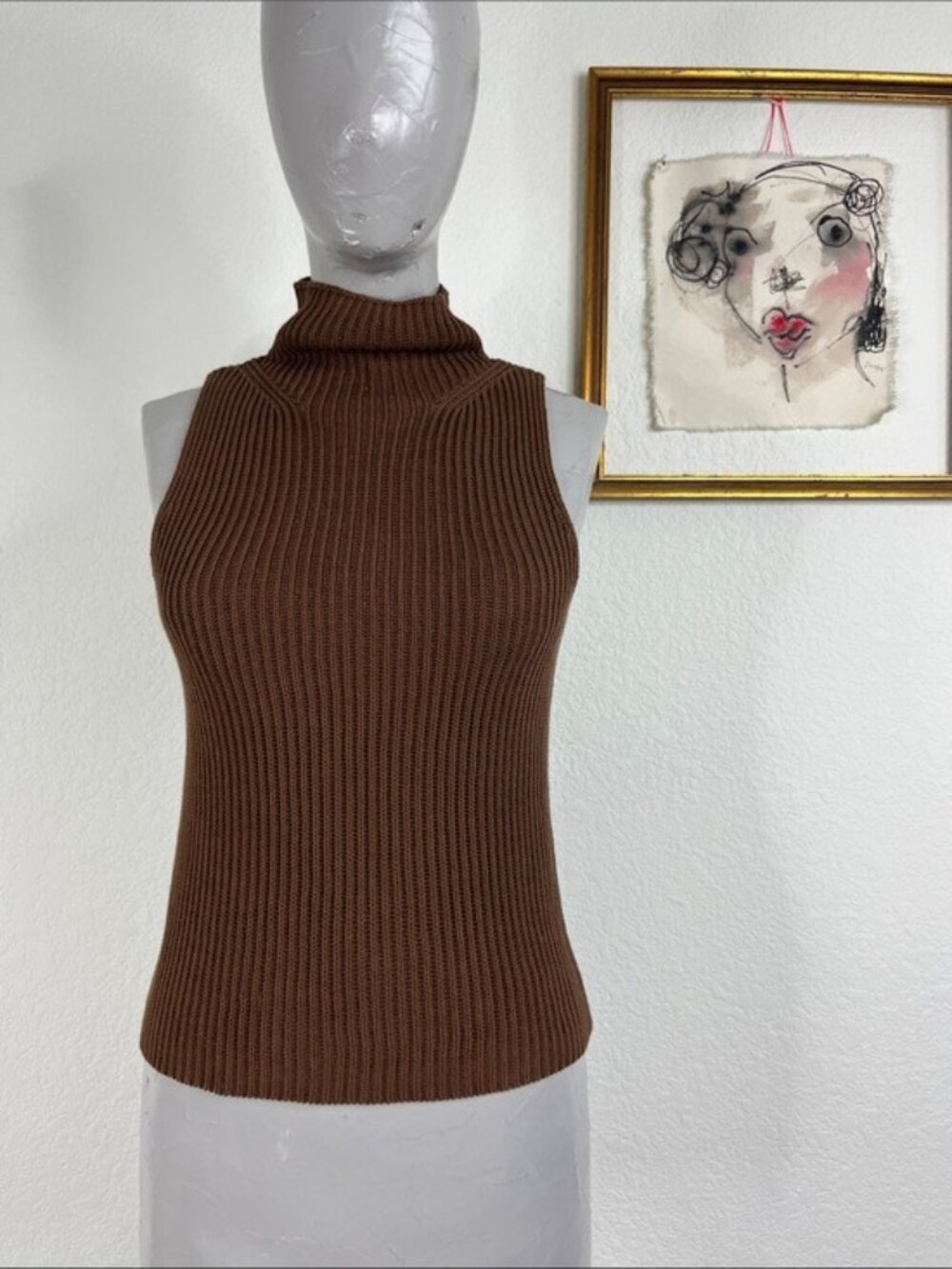 Nili Lotan Sonia Tribeca Design Studio Ribbed Mock High Neck Sleeveless Sweater